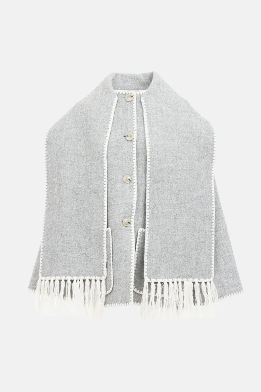Wool Embroidered Scarf Jacket made by Toteme