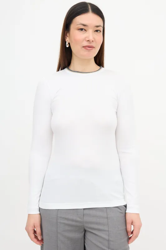 Monili Trim Ribbed Knit Top made by Brunello Cucinelli