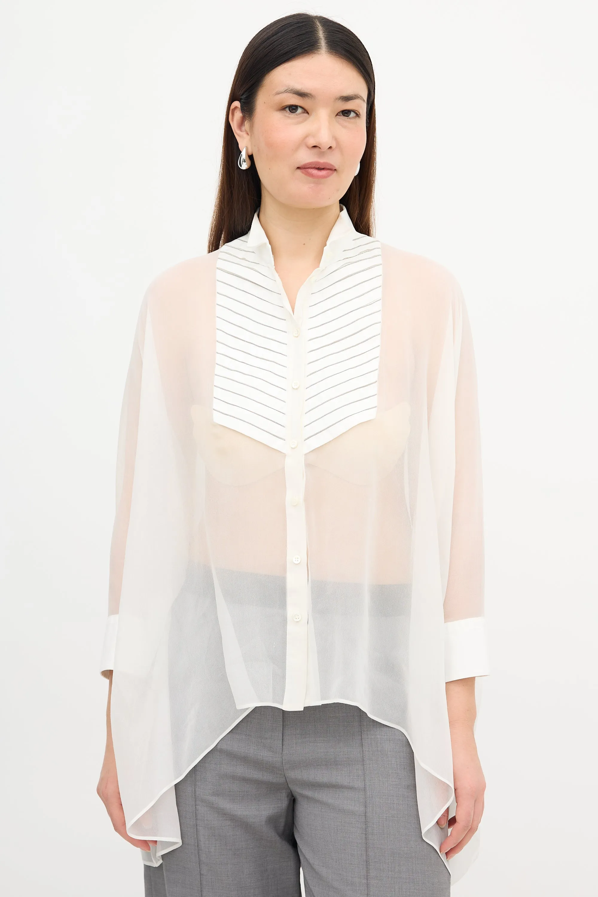 Sheer Monili Yoke Blouse sold by VSP Consignment