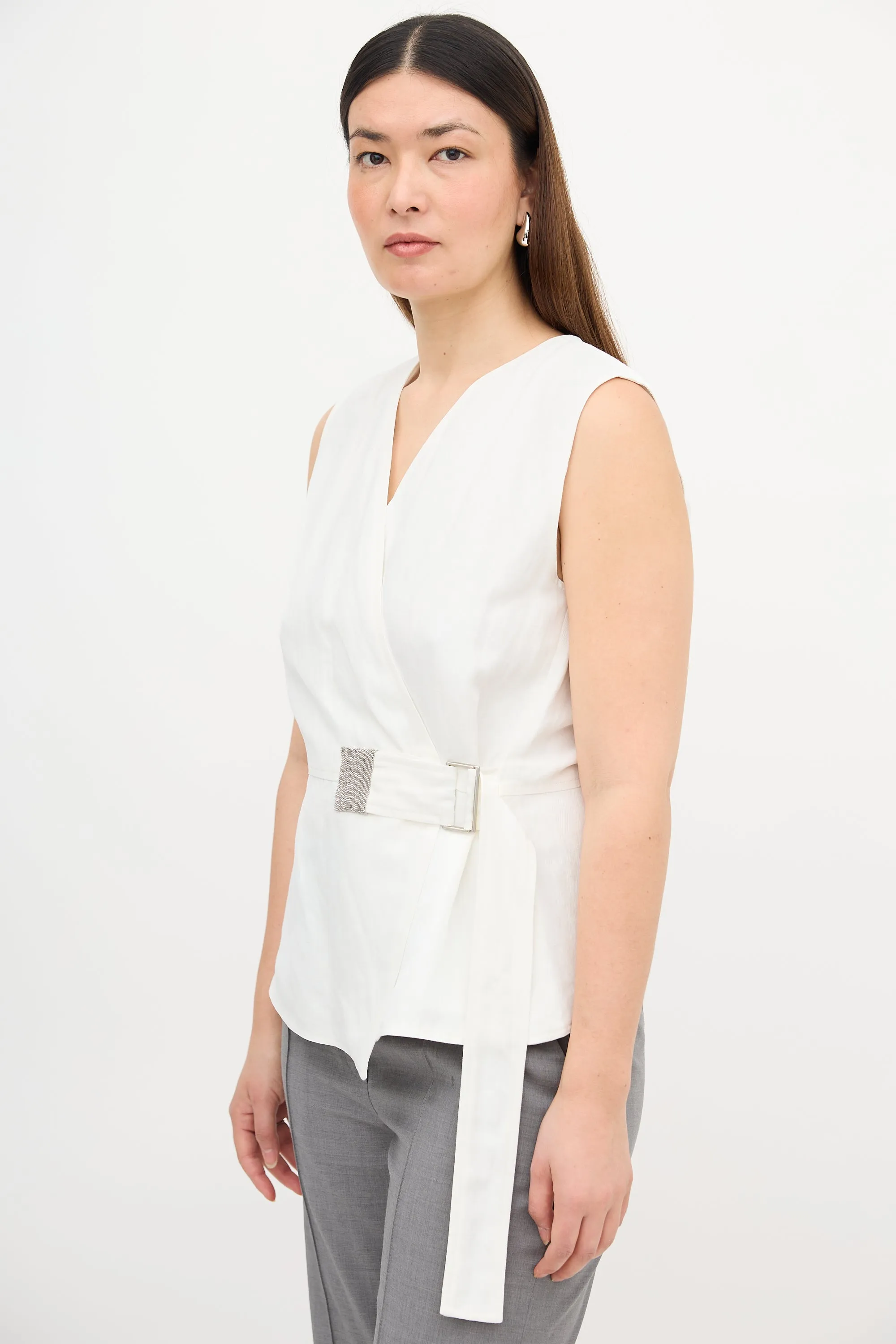 Linen Belt Wrap Blouse sold by VSP Consignment product image thumbnail 3