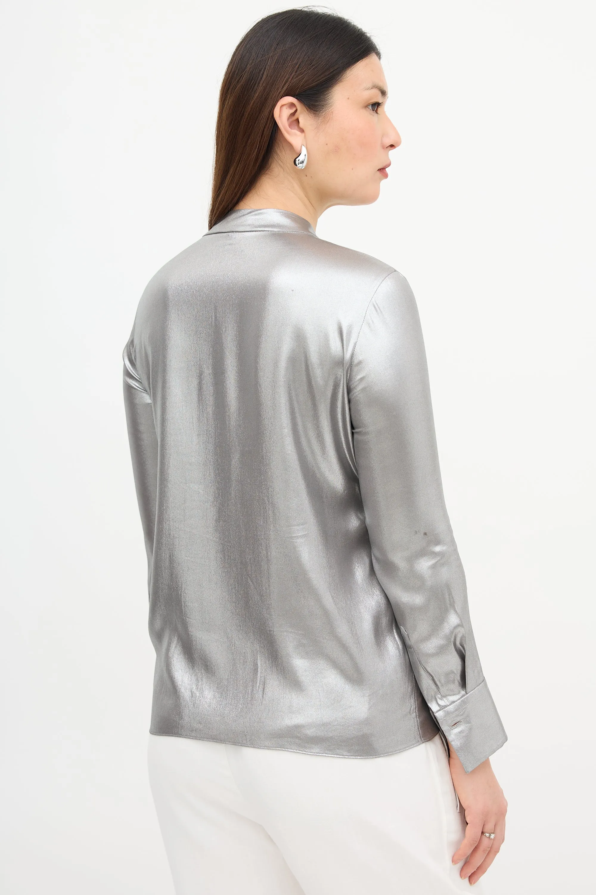 Lamé Button Up Blouse sold by VSP Consignment product image thumbnail 4