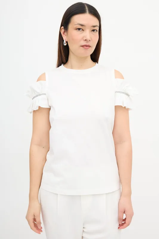 Ruffle Cold Shoulder T-Shirt made by Brunello Cucinelli