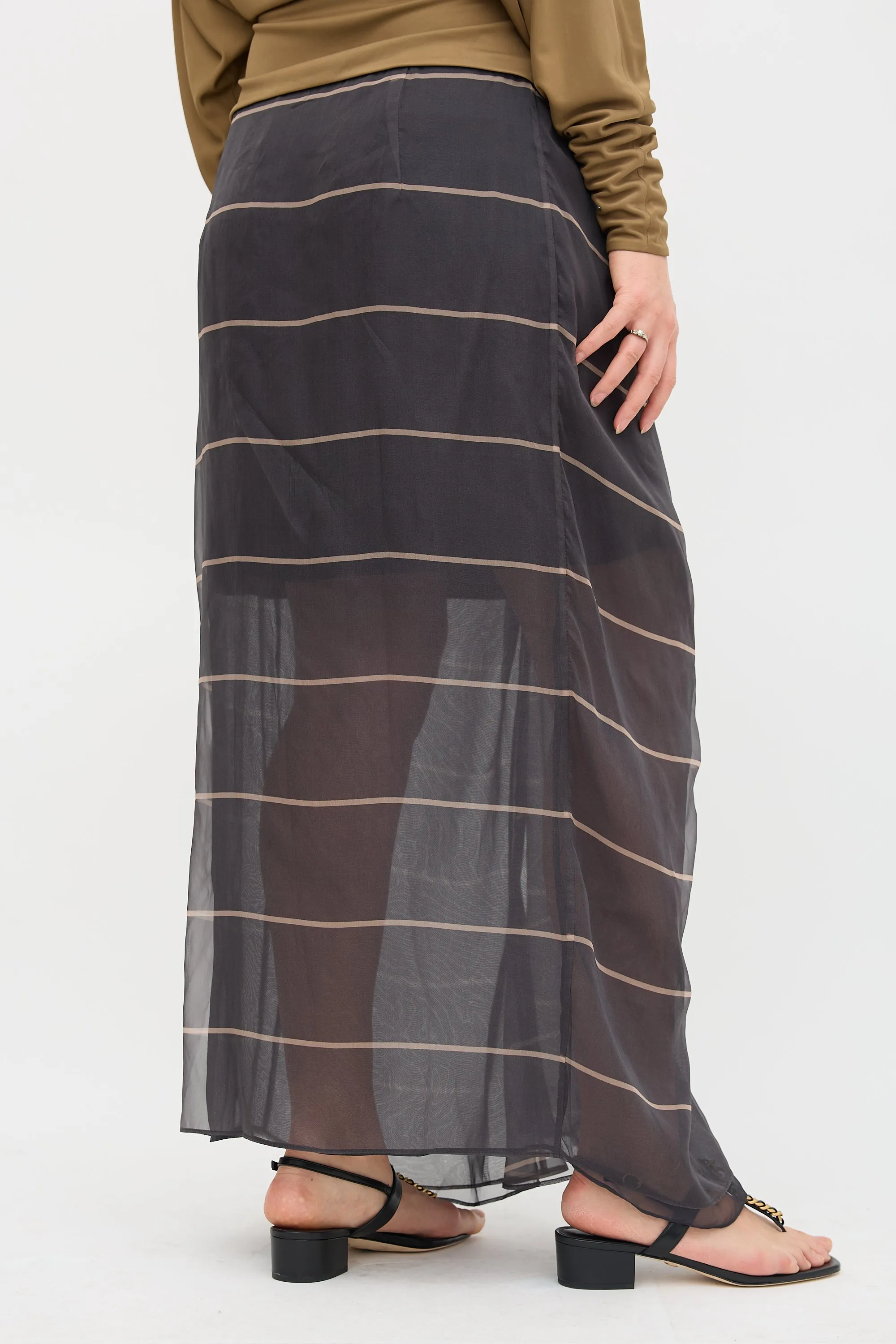 Silk Stripe Overlay Skirt sold by VSP Consignment product image thumbnail 4