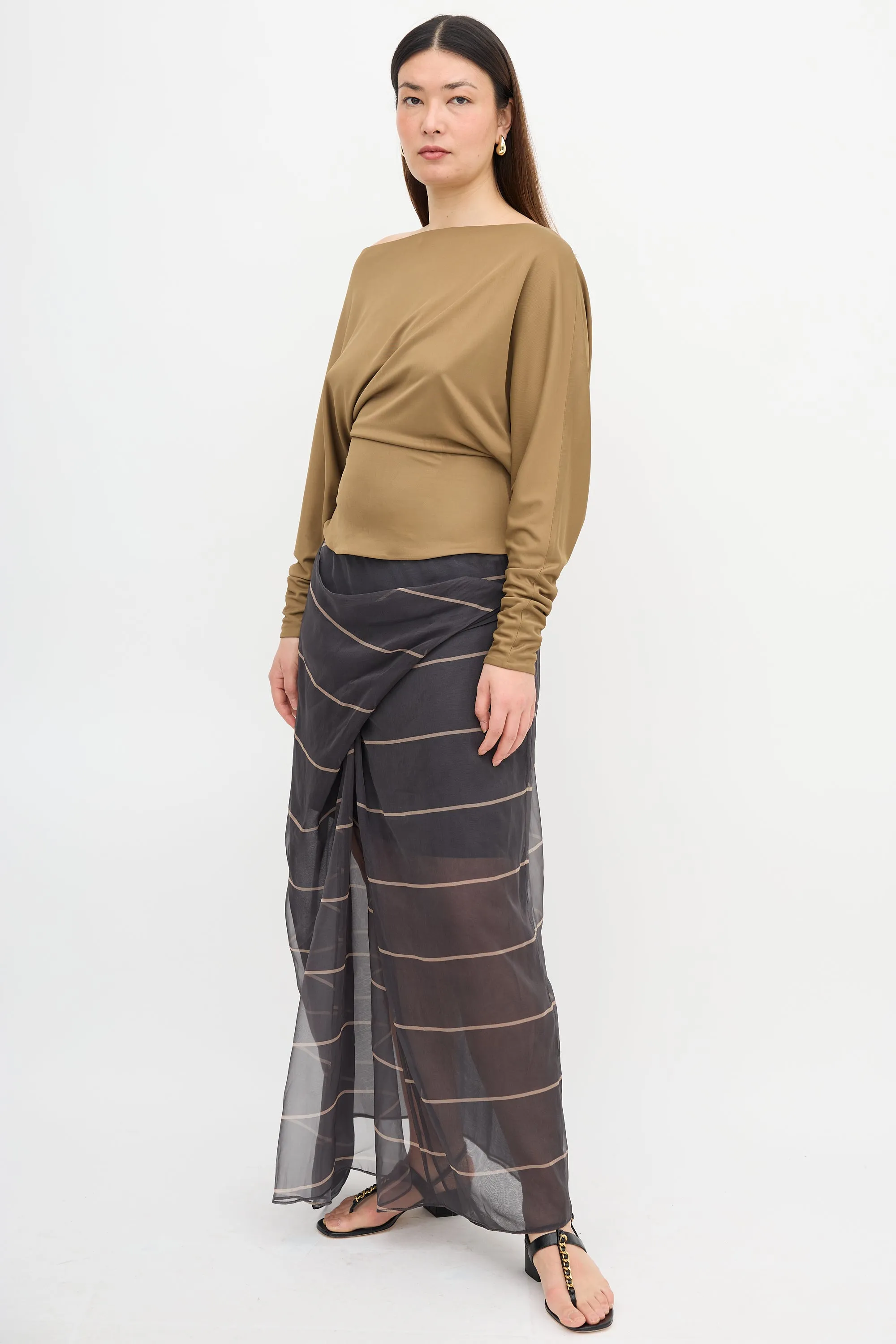 Silk Stripe Overlay Skirt sold by VSP Consignment product image thumbnail 2