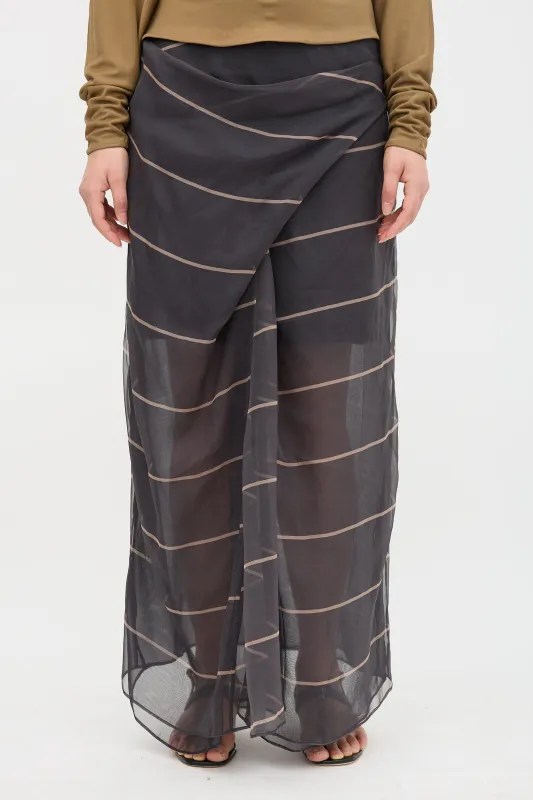 Silk Stripe Overlay Skirt made by Brunello Cucinelli