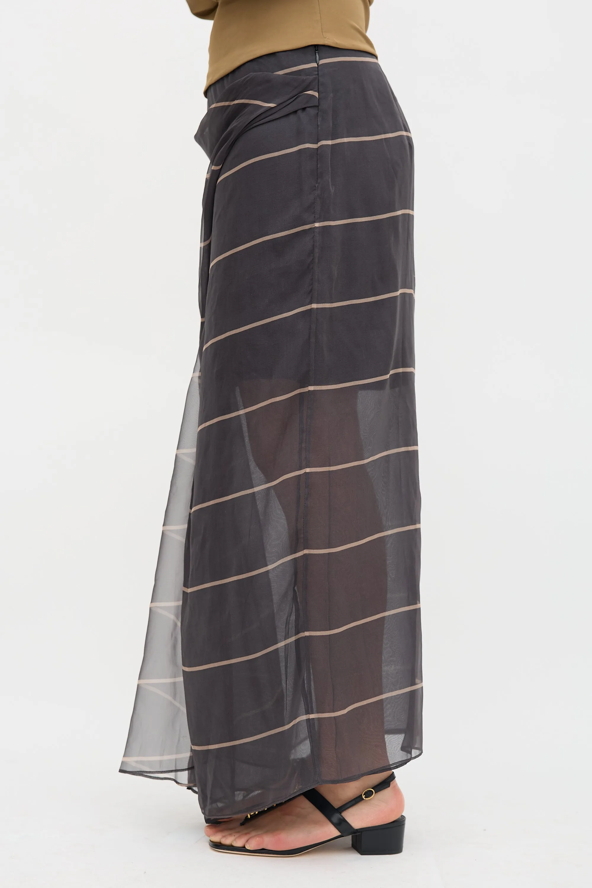 Silk Stripe Overlay Skirt sold by VSP Consignment product image thumbnail 3