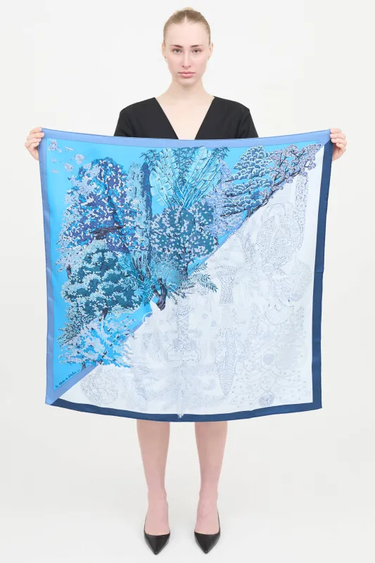 Silk Légendes De L'arbre 90 Scarf made by Hermes