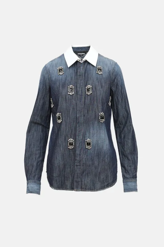 Chambray Embellished Shirt made by DSQUARED2