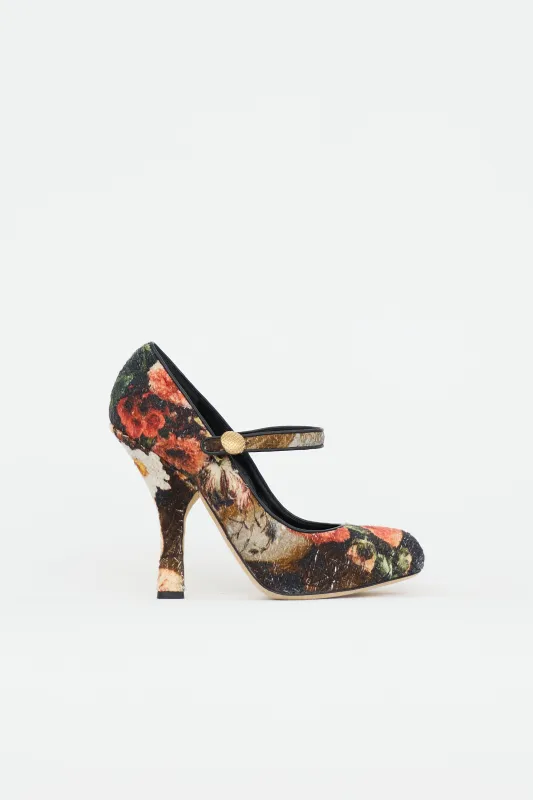 Floral Mary Jane Heel made by Dolce & Gabanna