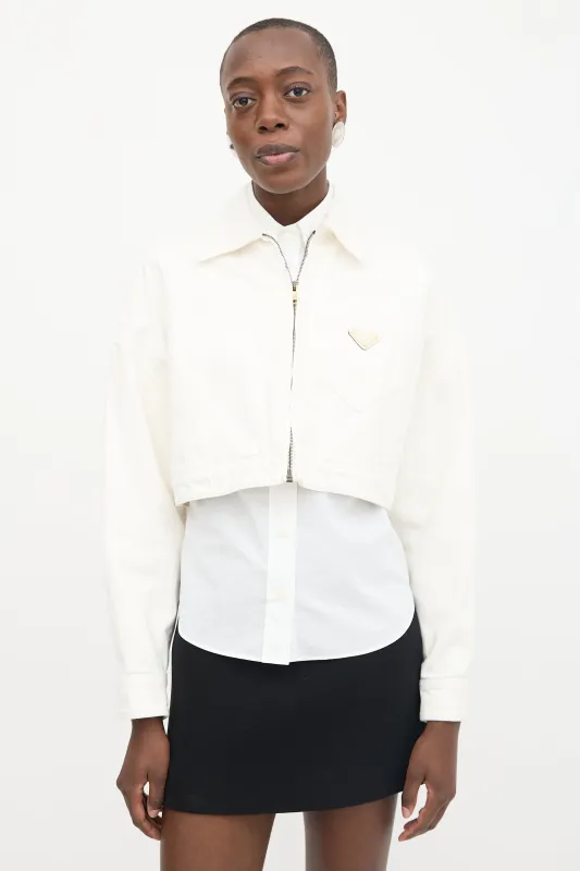 2023 Denim Cropped Jacket made by Prada
