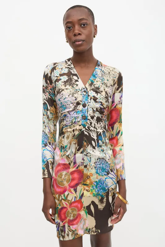 Silk Satin Floral Dress made by Etro