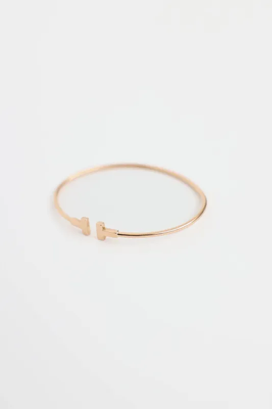 18K Rose Gold Narrow T Wire Bracelet made by Tiffany & Co.