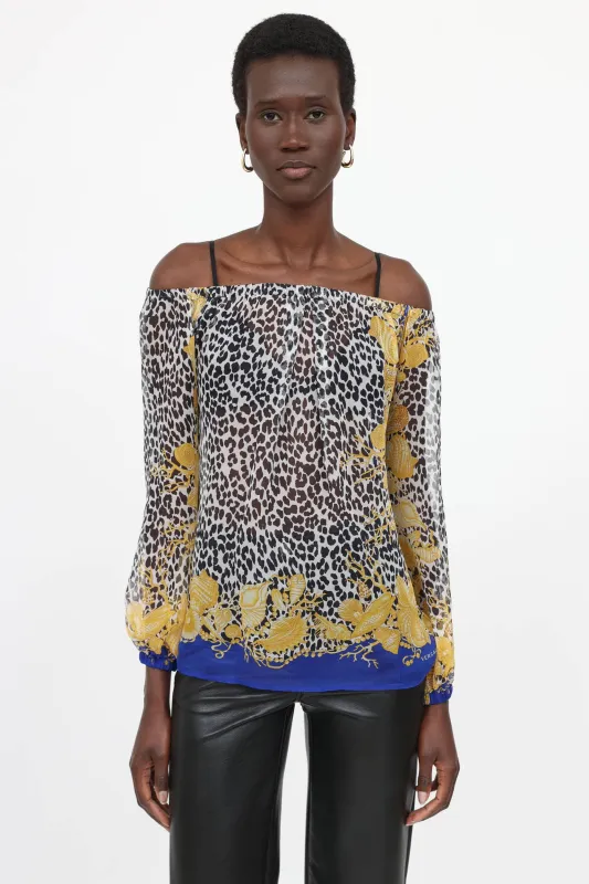 Silk Printed Off The Shoulder Blouse made by Versace