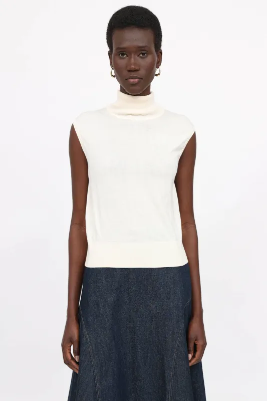 Merino Turtleneck Sleeveless Top made by The Row