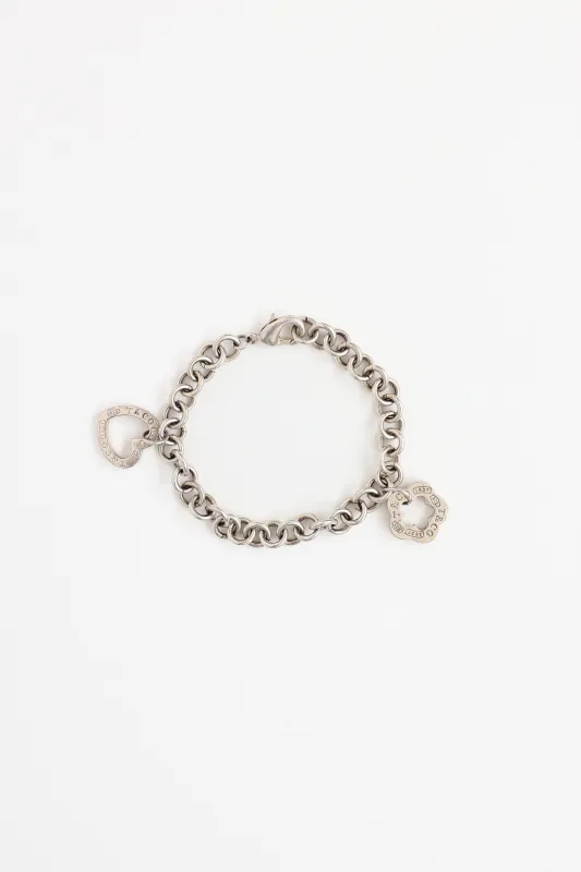 Sterling Silver 1837 Flower & Heart Charm Bracelet made by Tiffany & Co.