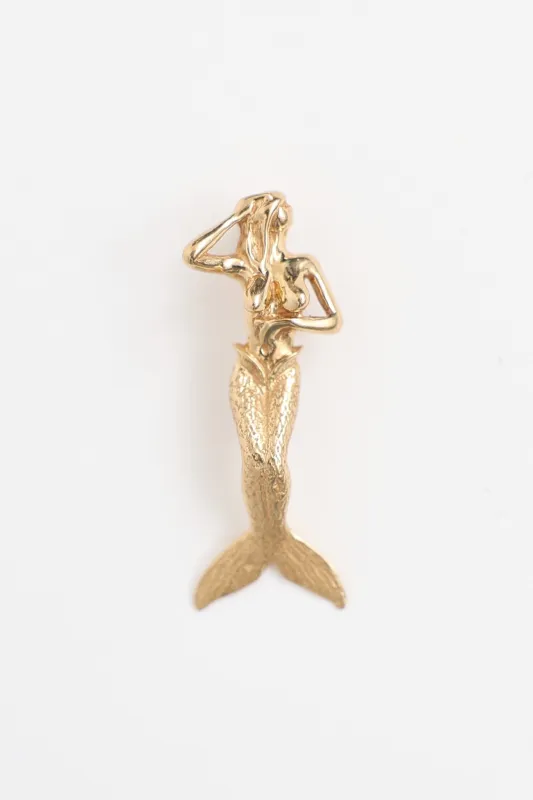 14K Yellow Gold Mermaid Pendant made by VSP Consignment