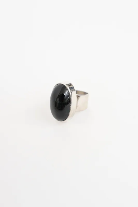 Sterling Silver Large Oval Diopside Star Ring made by VSP Consignment