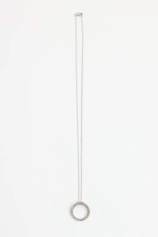 Sterling Silver Diamond Circle Pendant Necklace made by VSP Consignment