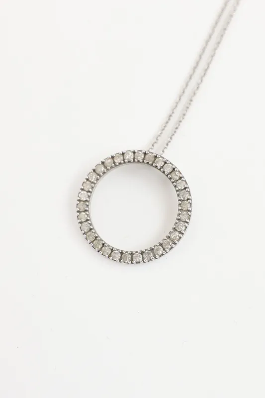 Sterling Silver Diamond Circle Pendant Necklace made by VSP Consignment