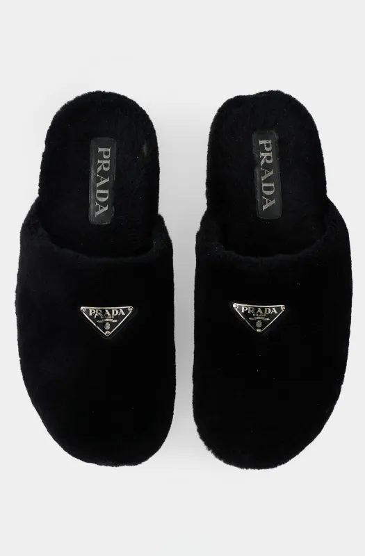 Shearling Logo Mule made by Prada