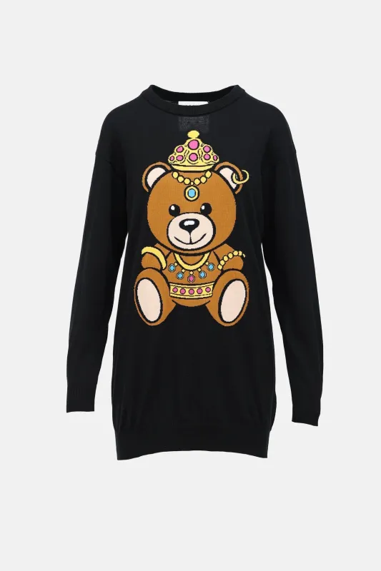 Knit Teddy Graphic Sweater made by Moschino