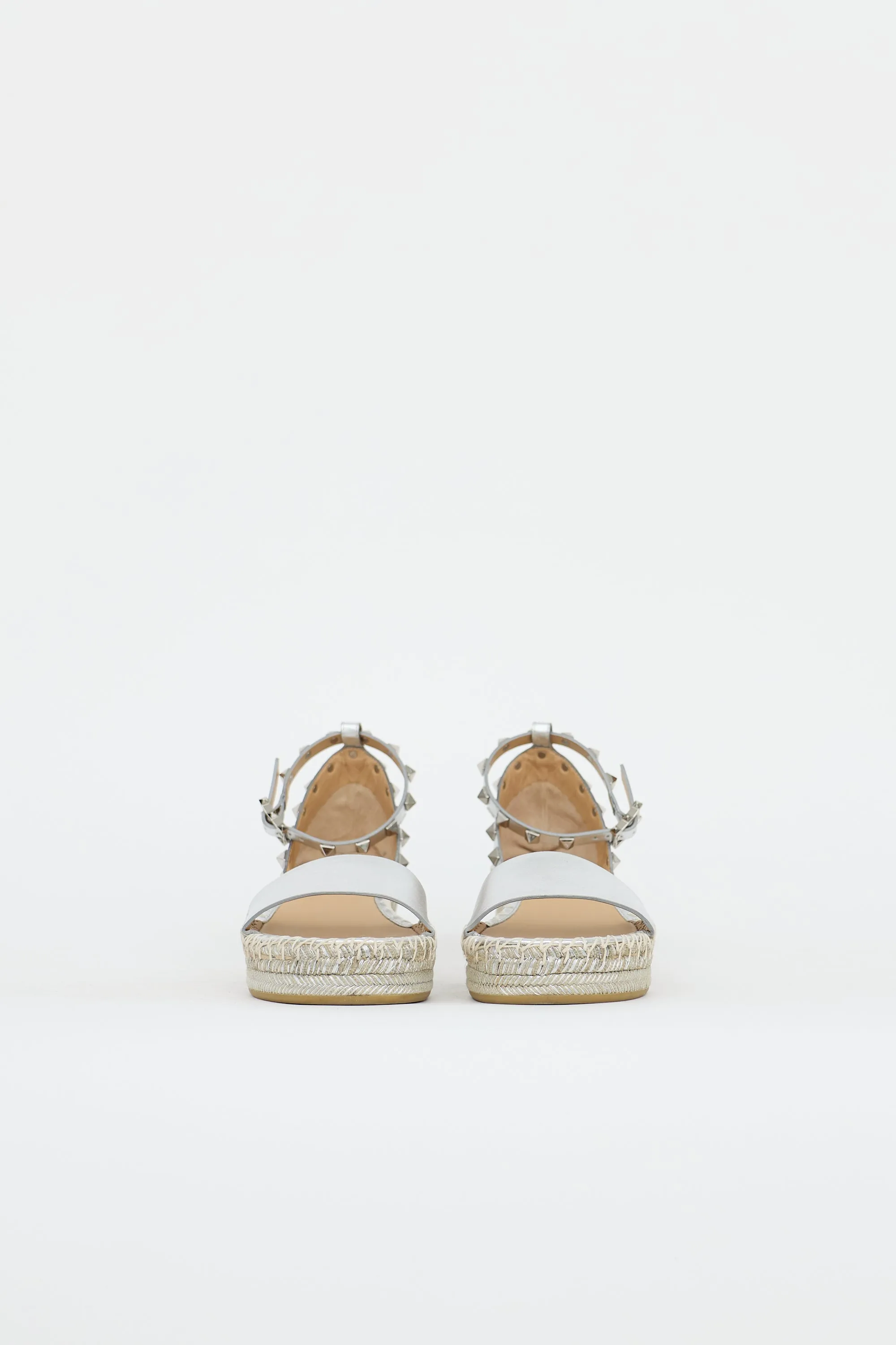 Metallic Leather Rockstud Espadrille Sandal sold by VSP Consignment product image thumbnail 3
