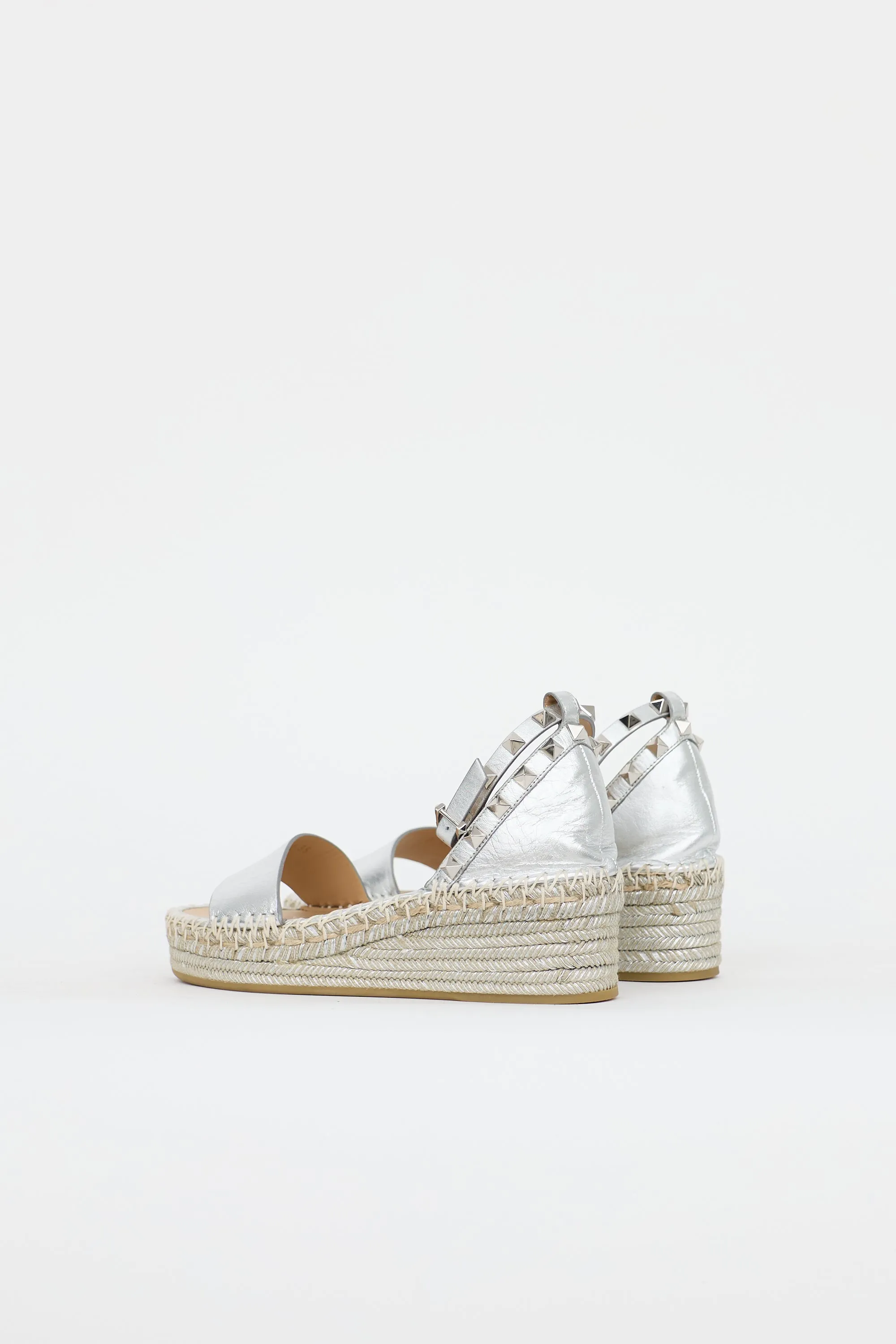 Metallic Leather Rockstud Espadrille Sandal sold by VSP Consignment product image thumbnail 4