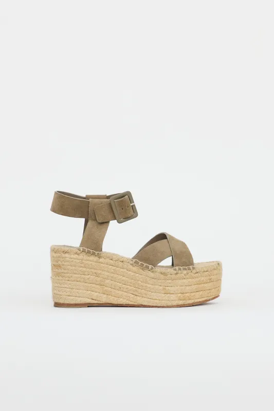 Suede Espadrille Platform Sandal made by Celine