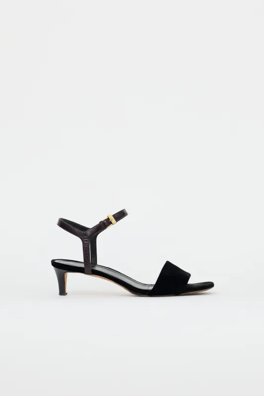 Patent & Velvet Heeled Sandal made by Celine