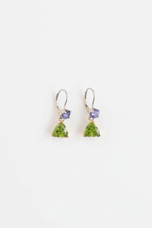 14K Peridot and Tanzanites Drop Earrings made by VSP Consignment