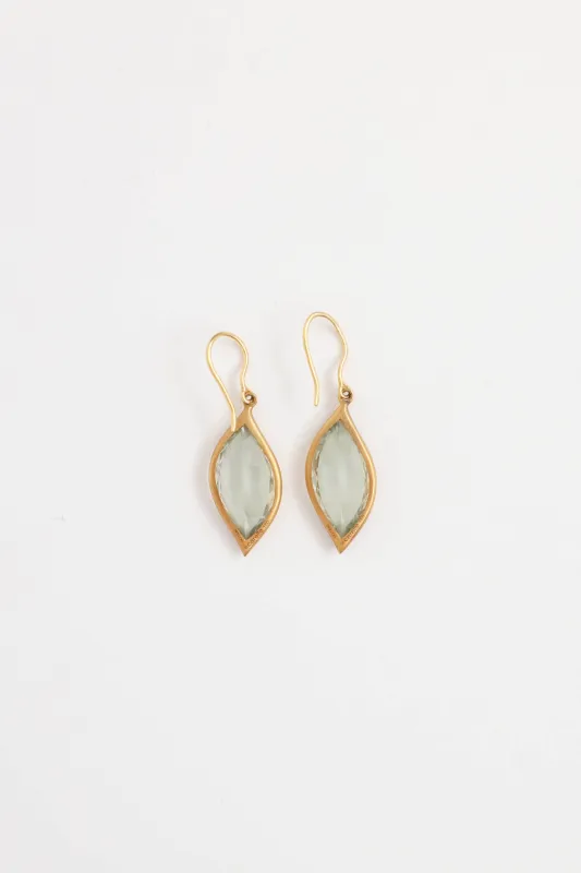 18K Yellow Gold Green Amethysts Drop Earrings made by VSP Consignment