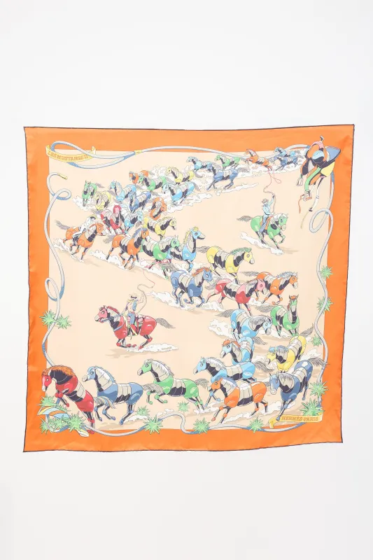 Silk Les Mustangs II 90 Scarf made by Hermes