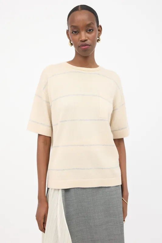 Sparkly Cashmere Striped Sweater made by Brunello Cucinelli