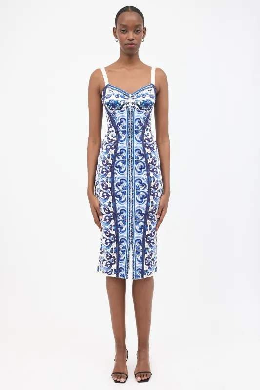 Silk Majolica Print Bustier Dress made by Dolce & Gabanna