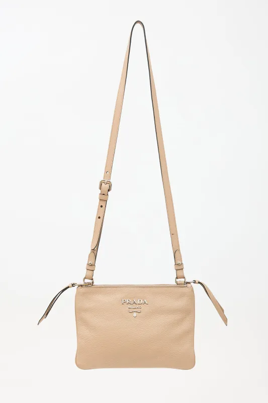 Daino Leather Double Zip Bag made by Prada