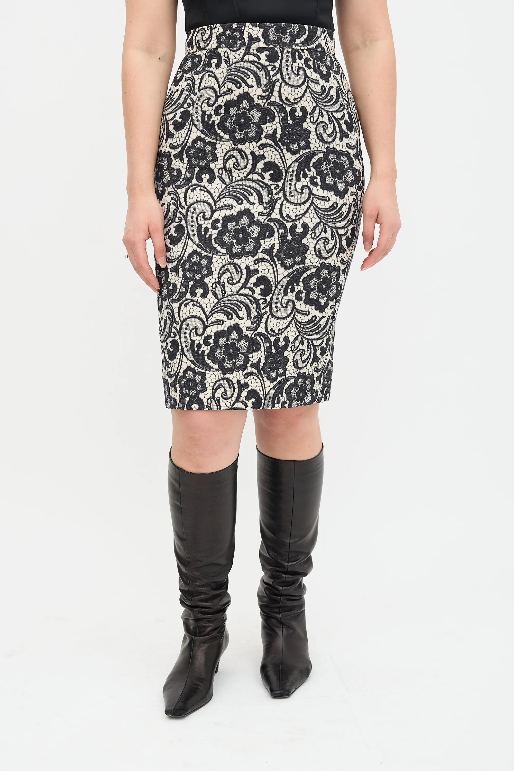 Wool Printed Pencil Skirt sold by VSP Consignment