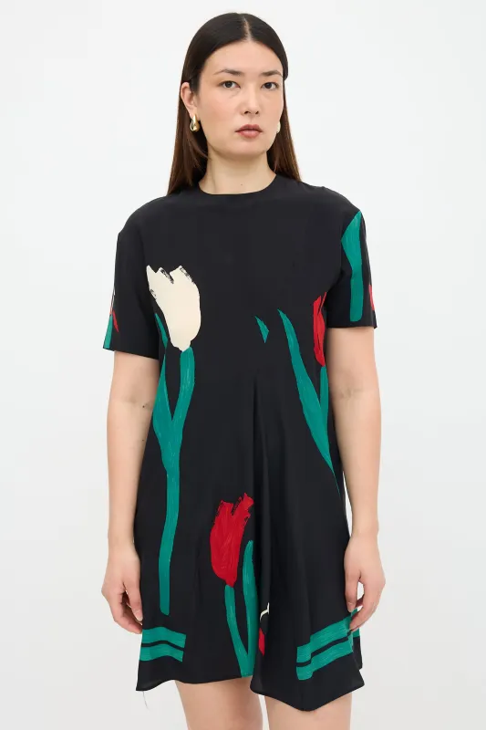 Silk Floral Shift Dress made by Marni
