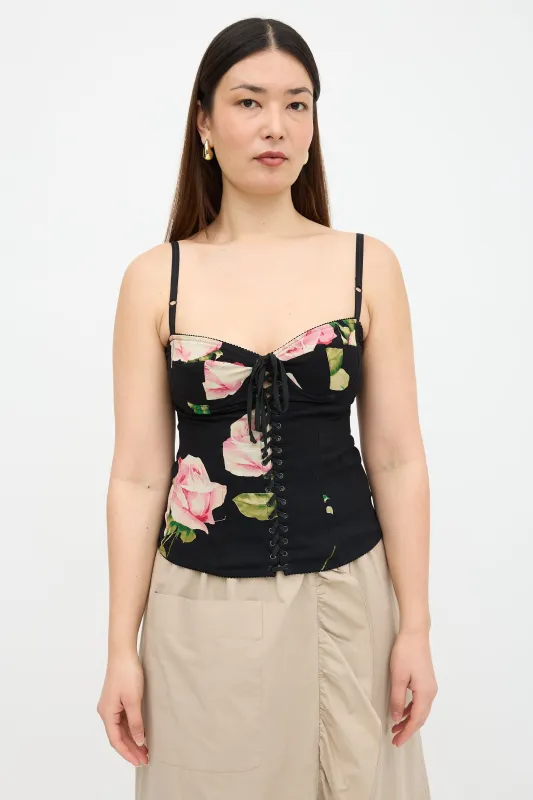 Crepe Floral Bustier Top made by Dolce & Gabanna