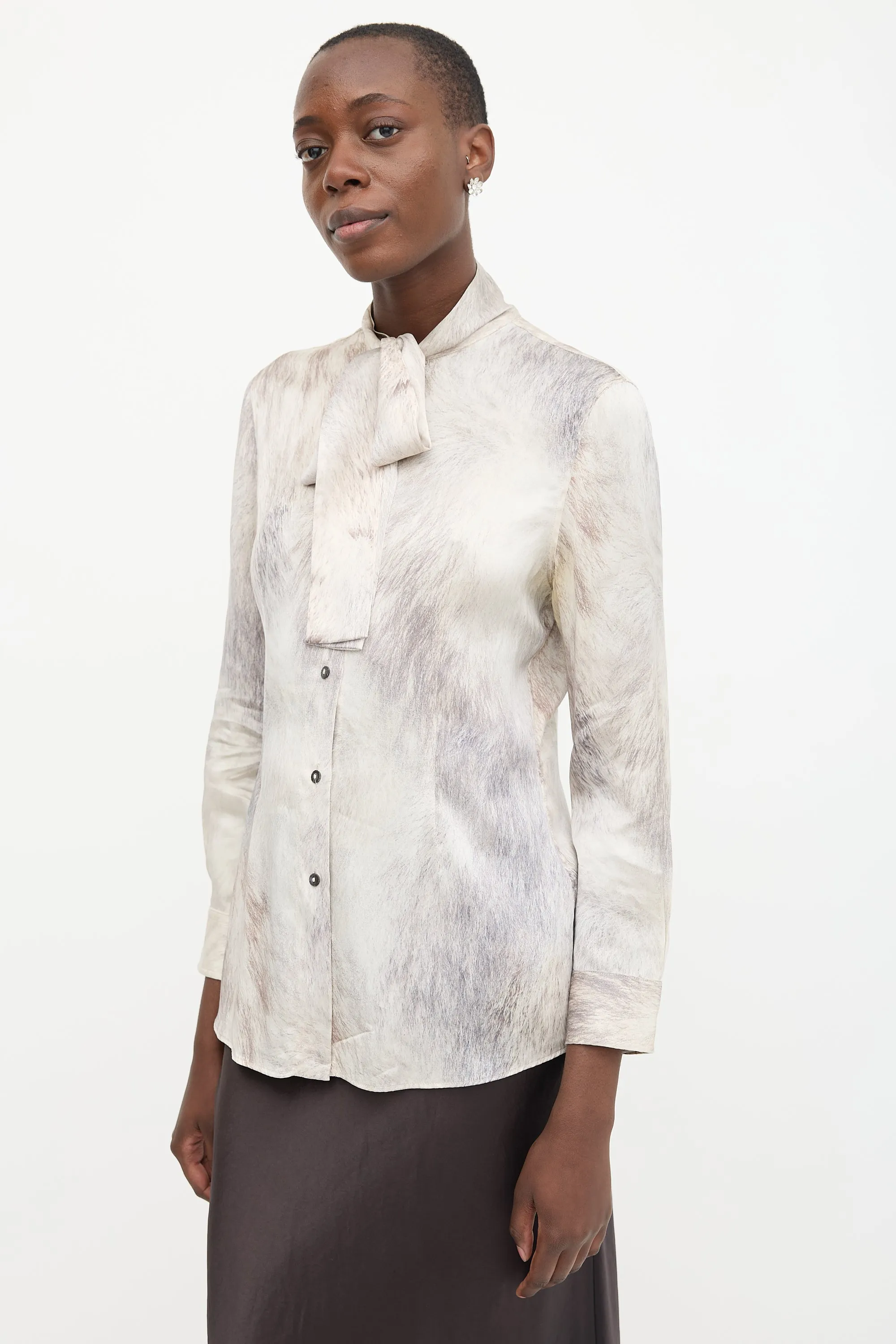 Silk Printed Neck Tie Blouse sold by VSP Consignment product image thumbnail 3