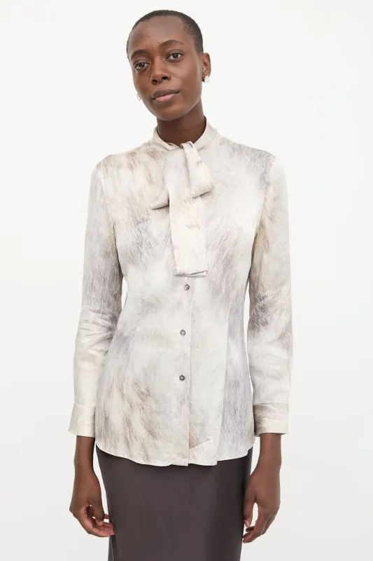 Silk Printed Neck Tie Blouse made by Dolce & Gabanna