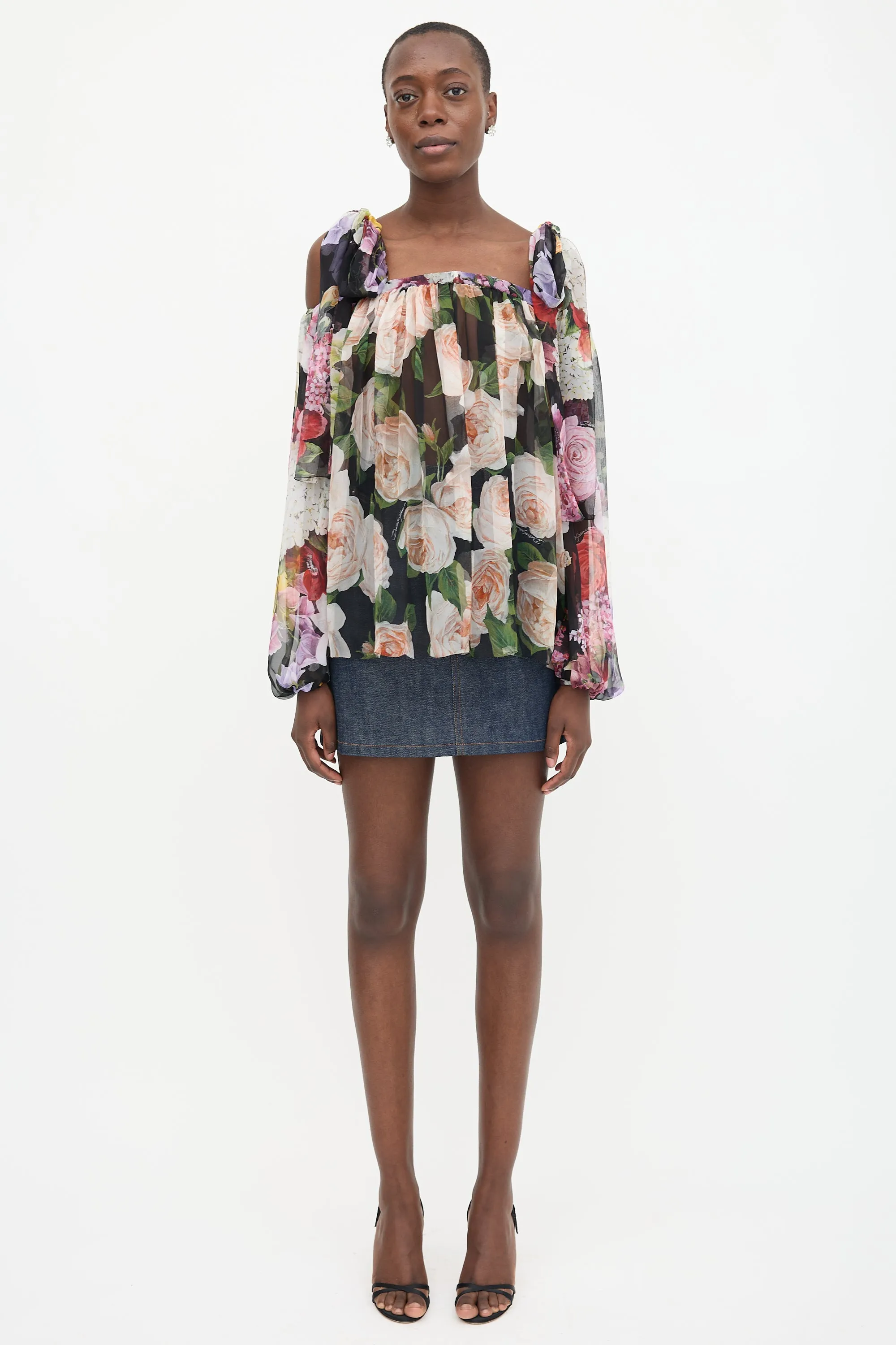 Silk Floral Cold Shoulder Blouse sold by VSP Consignment product image thumbnail 2