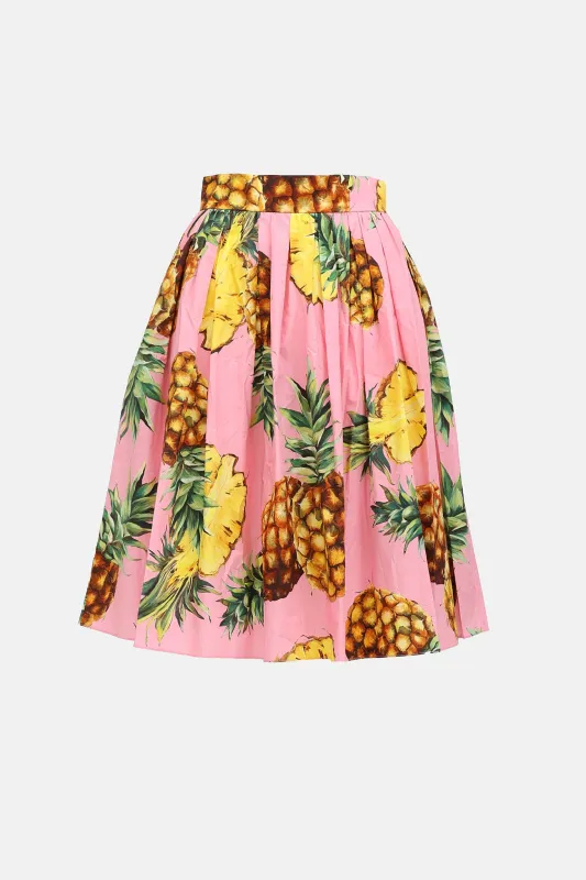 Pineapple Pleated Skirt made by Dolce & Gabanna