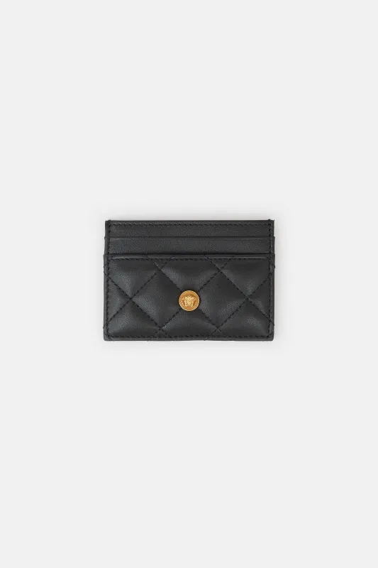 Quilted Leather Medusa Card Holder made by Versace