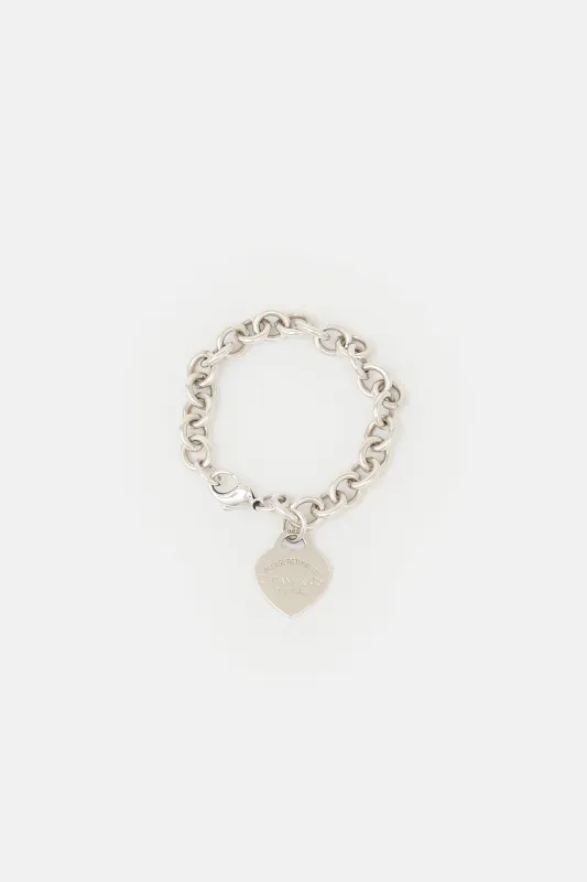 Sterling Silver Heart Tag Chain Bracelet made by Tiffany & Co.