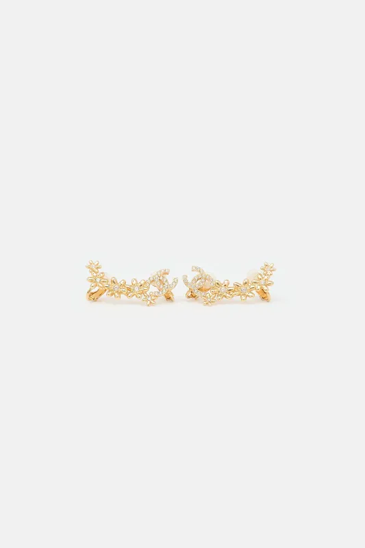 FW 2023 Flower CC Clip On Climber Earrings made by Chanel