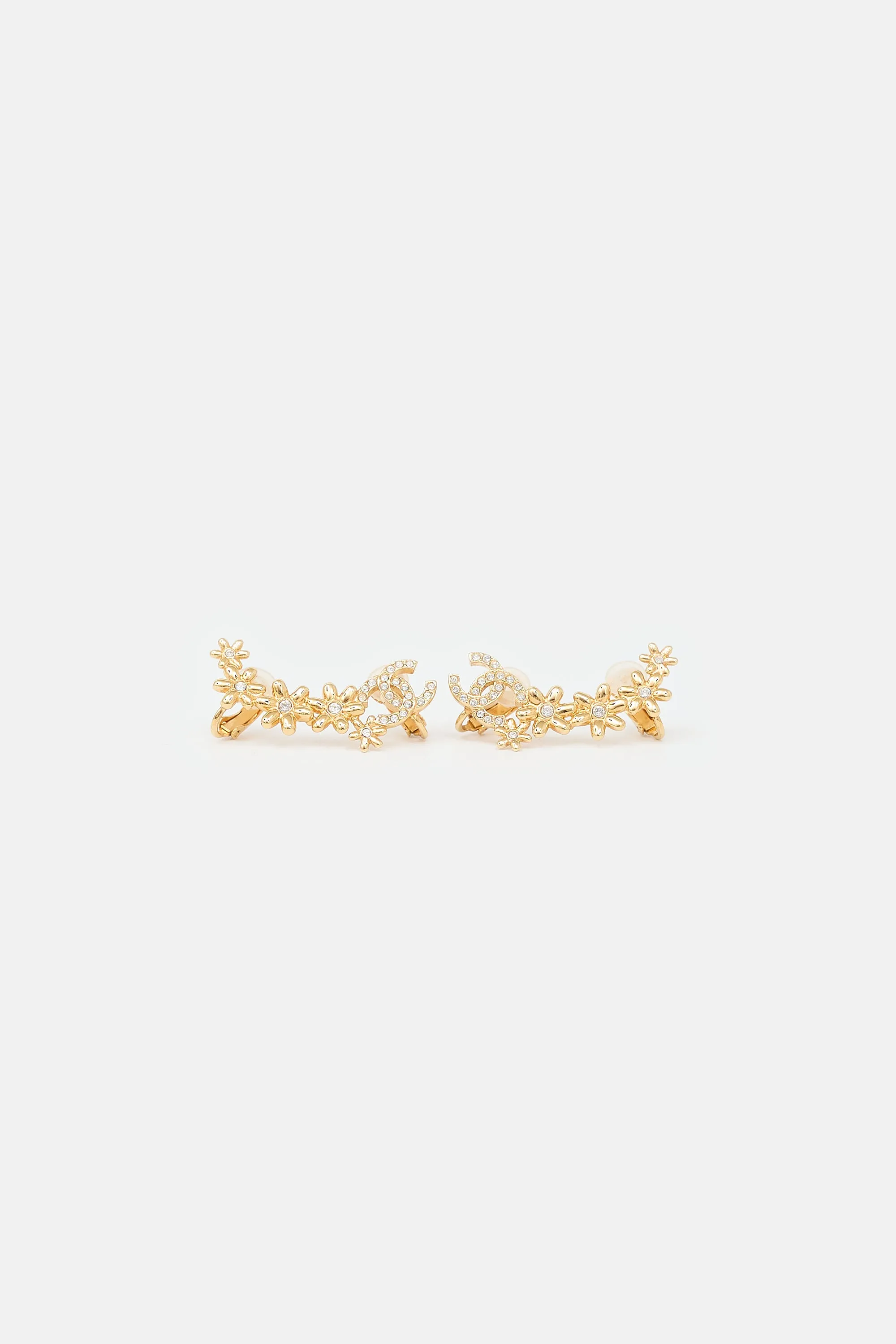 FW 2023 Flower CC Clip On Climber Earrings sold by VSP Consignment