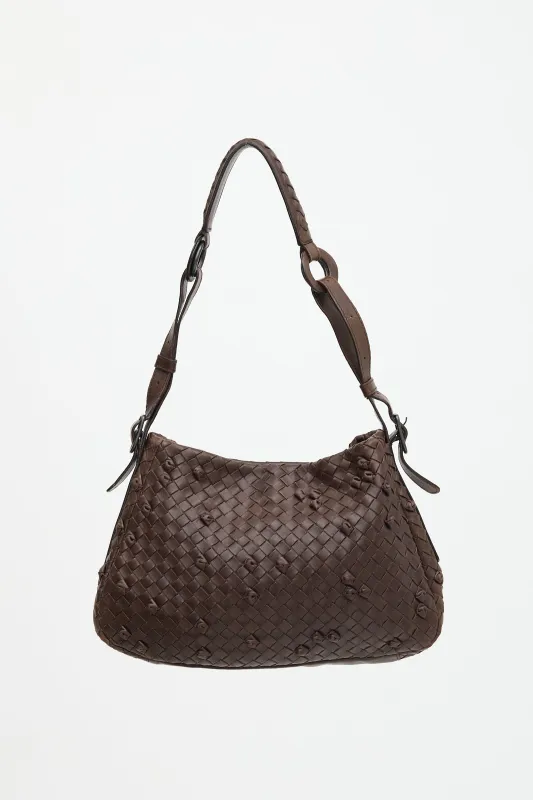 Vintage Leather Intrecciato Shoulder Bag made by Bottega Veneta