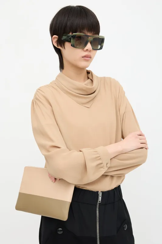 2012 Leather Two Tone Clutch Bag made by Celine