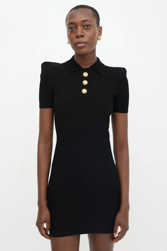 Ribbed Knit Polo Dress made by Balmain