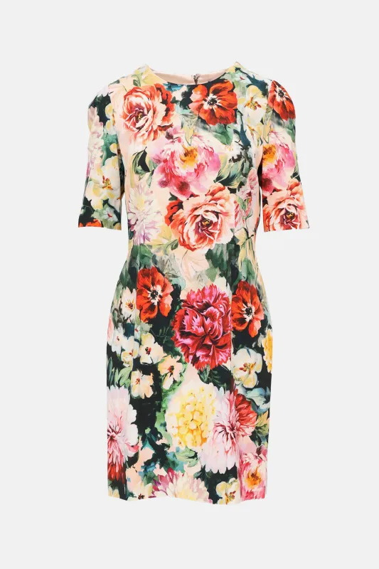 Floral Half Sleeve Dress made by Dolce & Gabanna